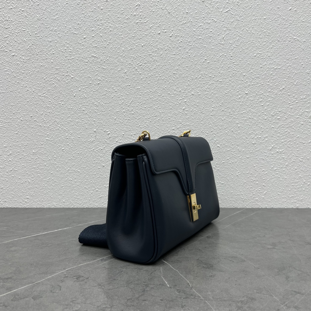 Celine Teen Soft 16 Smooth Calfskin Shoulder Bag Dark Blue 196853